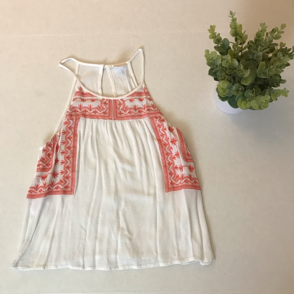 White Tank Top with Red Detailing ❤️